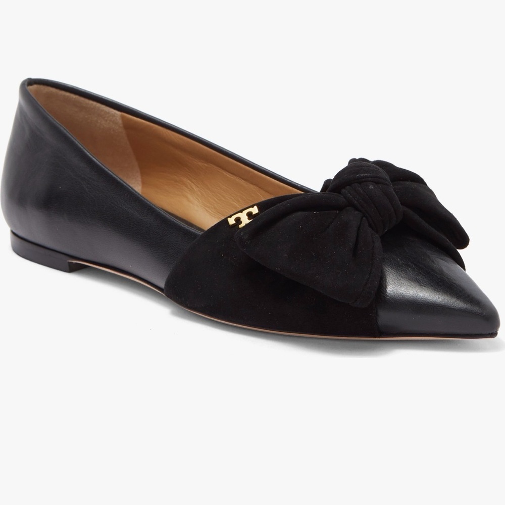 Tory Burch Eleanor Bow Black Flats size 7.5
